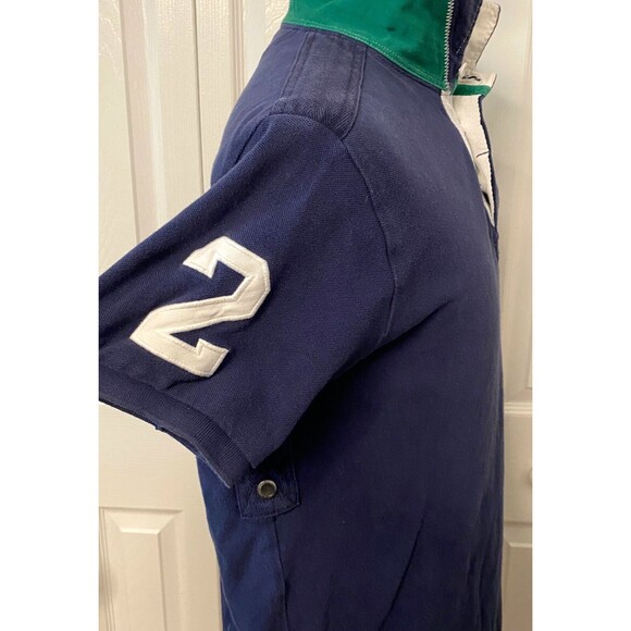 Vtg POLO RALPH LAUREN Cotton Polo Shirt Men's XL Navy BIG PONY Red Custom Fit - Picture 9 of 16